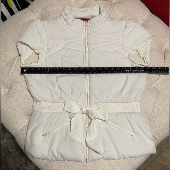 Y2K White Quilted Sweater-Back Puffer Zip Front Cap-Sleeve Vest Sz XL - Picture 13 of 13